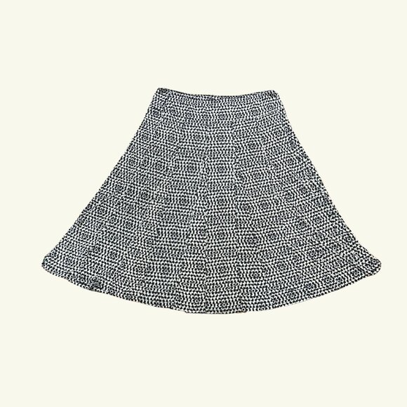 Lapis Black and White Geometric A-Line Skirt - Picture 1 of 8